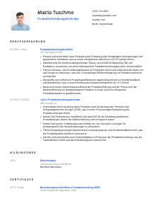 Lebenslauf-Vorlage für Produktentwicklungstechniker*in #1