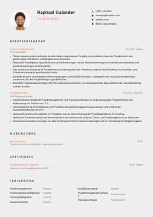 Lebenslauf-Vorlage für Projekttechniker*in #3
