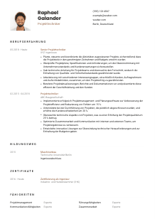 Lebenslauf-Vorlage für Projekttechniker*in #1