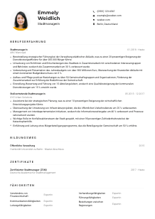 Lebenslauf-Muster für Stadtmanager*in