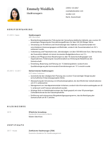 Lebenslauf-Vorlage für Stadtmanager*in #1