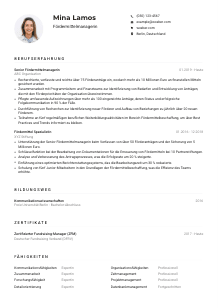 Lebenslauf-Muster für Fördermittelmanager*in