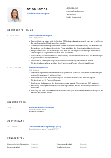Lebenslauf-Vorlage für Fördermittelmanager*in #1