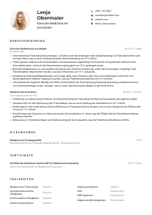 Lebenslauf-Muster für Klinische*r Medizinische*r Assistent*in