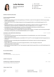 Lebenslauf-Muster für Abrechnungsfachkraft Medizin