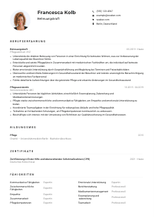 Lebenslauf-Muster für Betreuungskraft