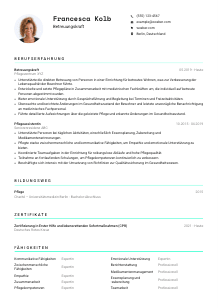 Lebenslauf-Vorlage für Betreuungskraft #3