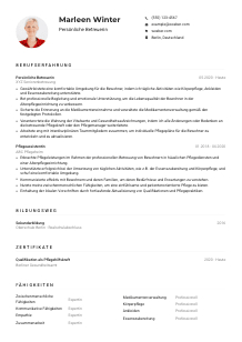 Lebenslauf-Muster für Persönliche*r Betreuer*in
