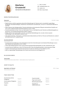 Lebenslauf-Muster für Zahnärztliche*r Mitarbeiter*in