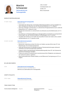 Lebenslauf-Vorlage für Zahnmedizinische*r Fachangestellte*r #1