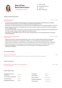 Lebenslauf-Vorlage für Zahnpflegeassistent*in #1