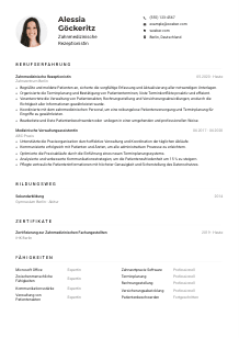 Lebenslauf-Muster für Zahnmedizinische*r Rezeptionist*in