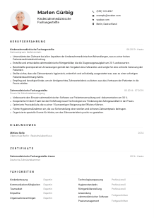 Lebenslauf-Muster für Kinderzahnmedizinische*r Fachangestellte*r