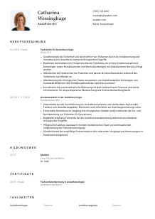 Lebenslauf-Vorlage für Anästhesist*in #1