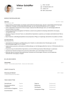Lebenslauf-Muster für Zahnärzt*in