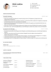 Lebenslauf-Muster für Patholog*in