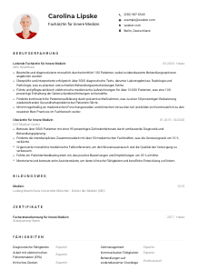 Lebenslauf-Muster für Fachärzt*in für Innere Medizin