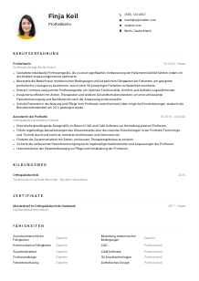 Lebenslauf-Muster für Prothetiker*in