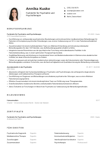 Lebenslauf-Muster für Facharzt*ärztin für Psychiatrie und Psychotherapie
