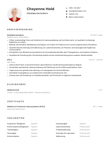 Lebenslauf-Muster für Kliniklabortechniker*in