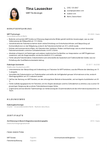 Lebenslauf-Muster für MRT-Technolog*in