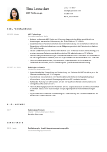 Lebenslauf-Vorlage für MRT-Technolog*in #1