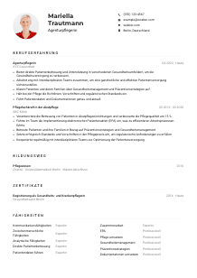 Lebenslauf-Muster für Agenturpfleger*in