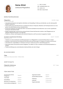 Lebenslauf-Muster für Zertifizierte*r Pflegehelfer*in