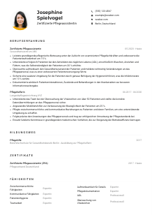 Lebenslauf-Muster für Zertifizierte*r Pflegeassistent*in