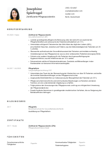 Lebenslauf-Vorlage für Zertifizierte*r Pflegeassistent*in #1