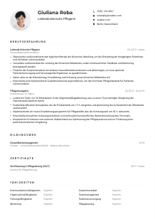 Lebenslauf-Muster für Leitende*r klinische*r Pfleger*in