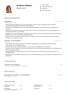 Lebenslauf-Muster für Pflegefachkraft