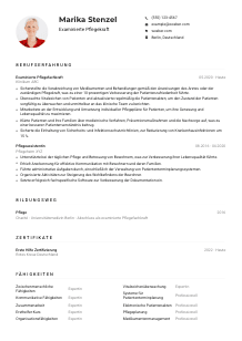 Lebenslauf-Muster für Examinierte*r Pflegekraft