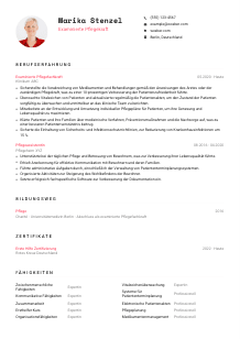 Lebenslauf-Vorlage für Examinierte*r Pflegekraft #1