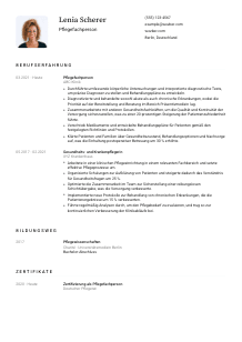 Lebenslauf-Vorlage für Pflegefachperson #1