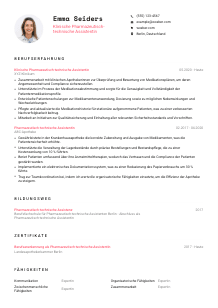 Lebenslauf-Vorlage für Klinische*r Pharmazeutisch-technische*r Assistent*in #1