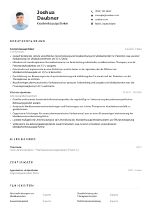 Lebenslauf-Muster für Krankenhausapotheker*in