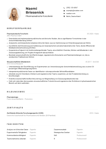 Lebenslauf-Muster für Pharmazeutische*r Forscher*in