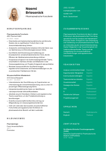 Lebenslauf-Vorlage für Pharmazeutische*r Forscher*in #2