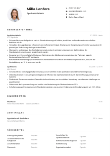 Lebenslauf-Muster für Apothekenleiter*in