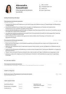 Lebenslauf-Muster für Pharmazeutisch-technische*r Assistent*in