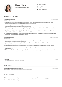 Lebenslauf-Muster für Gesundheitspsycholog*in