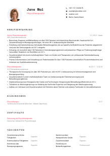 Lebenslauf-Vorlage für Physiotherapeut*in #1