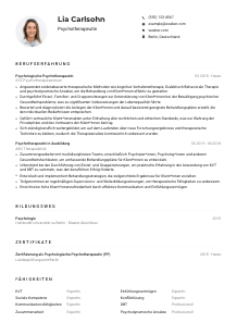 Lebenslauf-Muster für Psychotherapeut*in