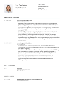 Lebenslauf-Vorlage für Psychotherapeut*in #1