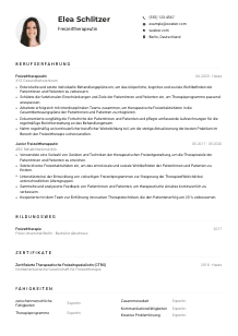 Lebenslauf-Muster für Freizeittherapeut*in