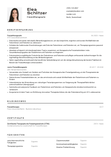 Lebenslauf-Vorlage für Freizeittherapeut*in #2