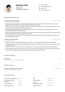 Lebenslauf-Muster für Zertifizierte*r Verhaltenstechniker*in