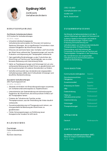Lebenslauf-Vorlage für Zertifizierte*r Verhaltenstechniker*in #2