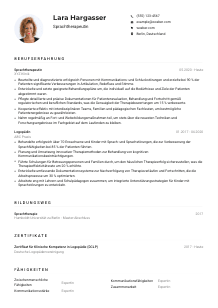 Lebenslauf-Muster für Sprachtherapeut*in